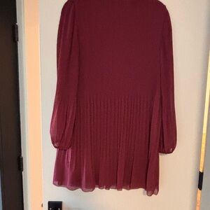 Wilfred Pleated Burgundy Long Sleeve Dress